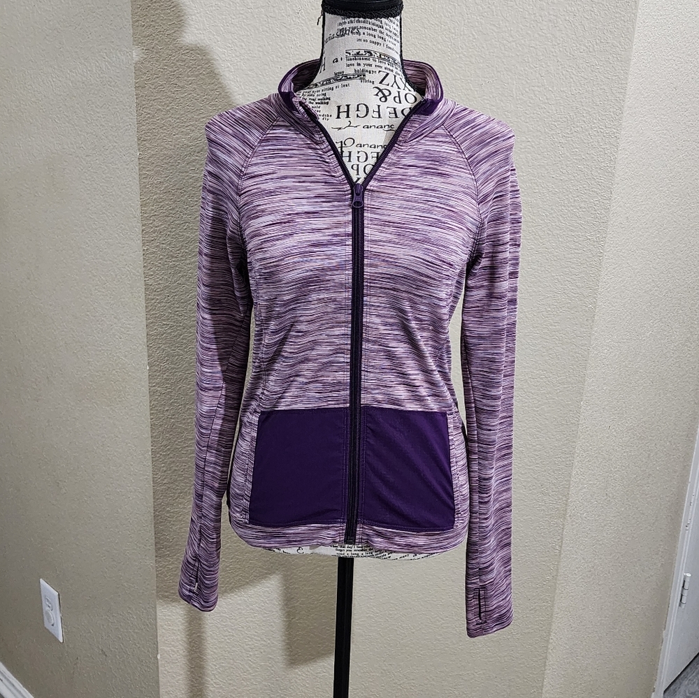 ZELLA purple Variegated pocket active athletic zippered jacket‎ girls size XL